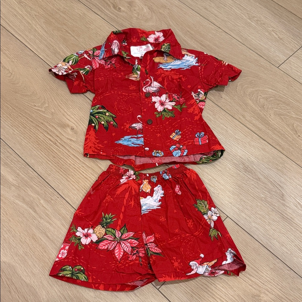 Christmas Red Tropical Two-Piece Kids Set